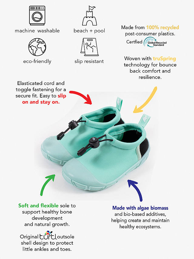 Turtl Kids' Recycled Toggle Aqua Shoes, Aqua