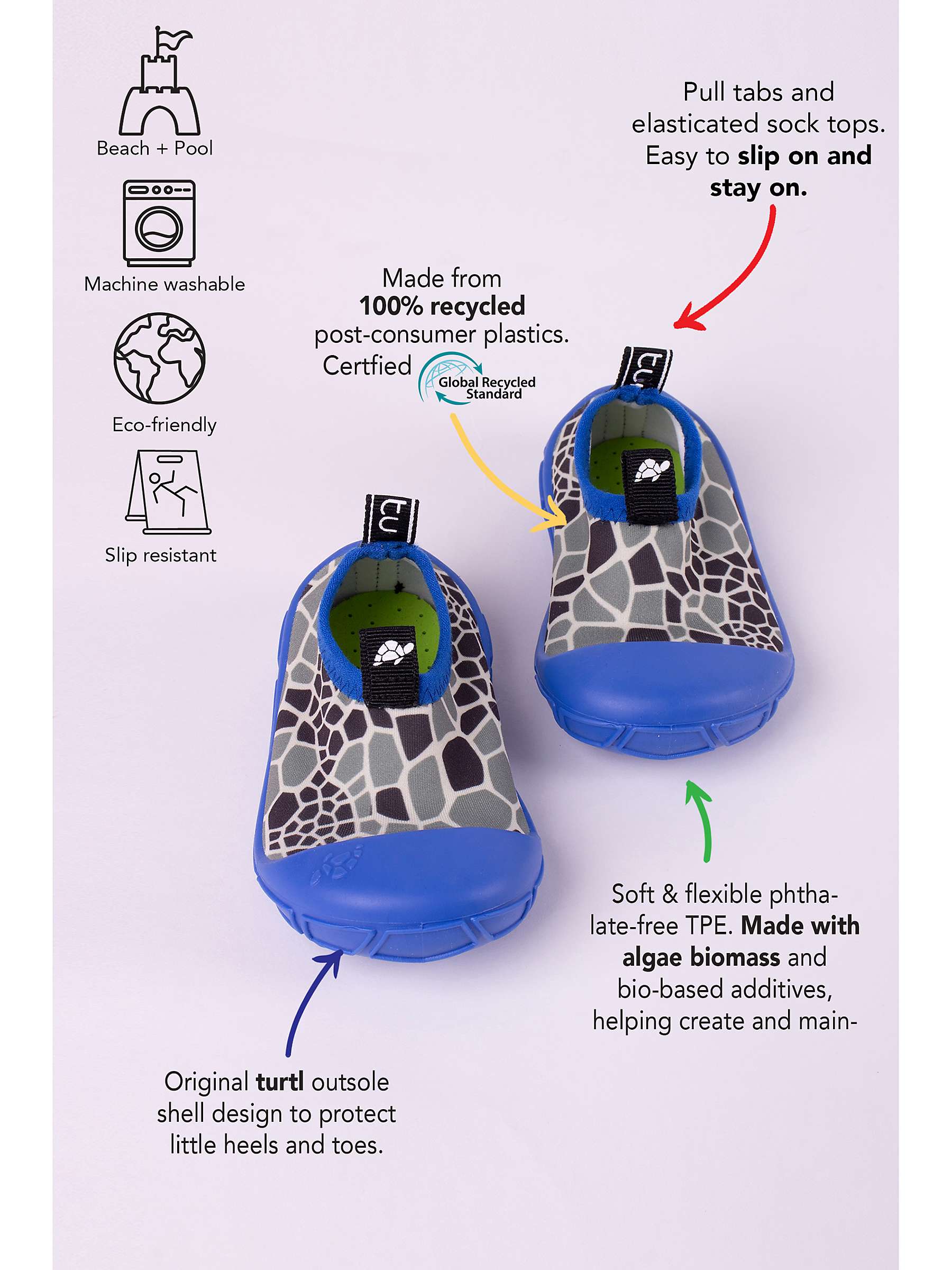 Buy Turtl Kids' Recycled Aqua Slip On Shoes Online at johnlewis.com