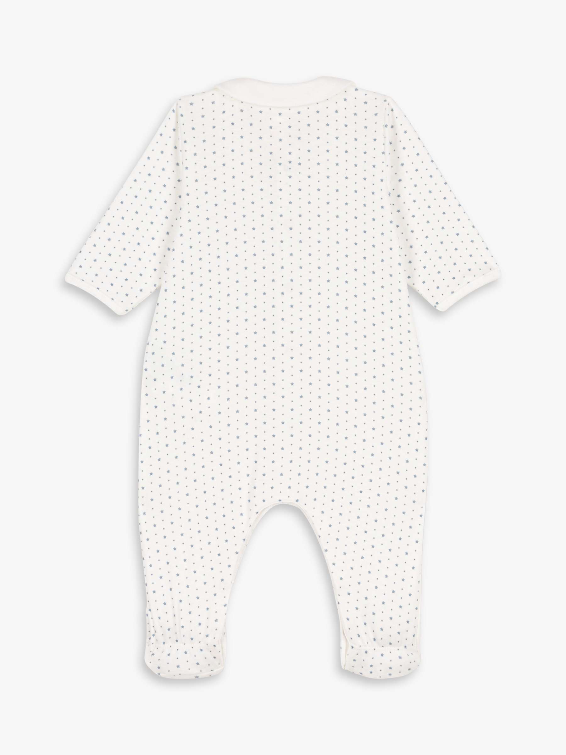 Buy Petit Bateau Baby Starry Organic Cotton Sleepsuit, Marshmallow/Enneige Online at johnlewis.com