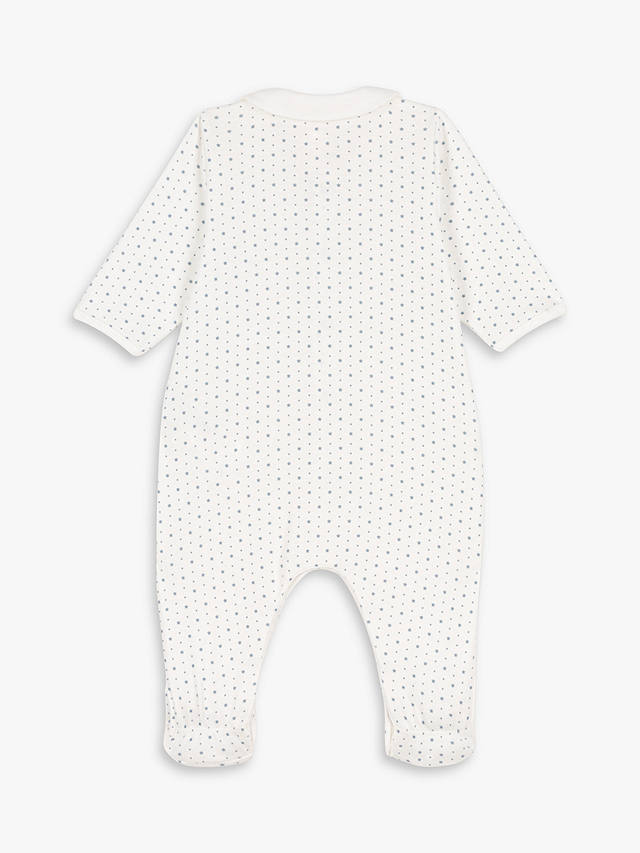 Petit Bateau Baby Starry Organic Cotton Sleepsuit, Marshmallow/Enneige