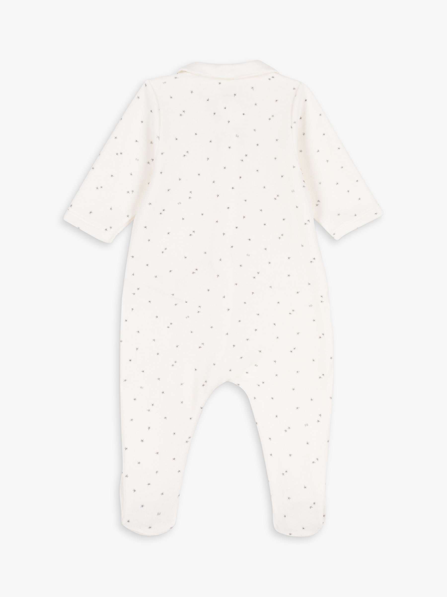 Buy Petit Bateau Baby Starry Velour Sleepsuit, Marshmallow/Gris Online at johnlewis.com