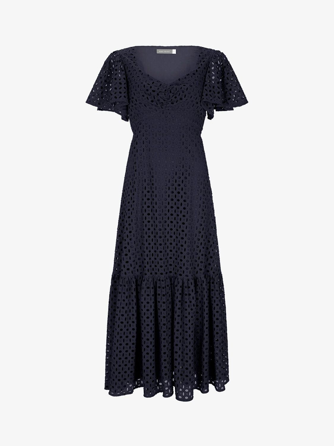 Mint Velvet Broderie Maxi Dress, Navy, 6