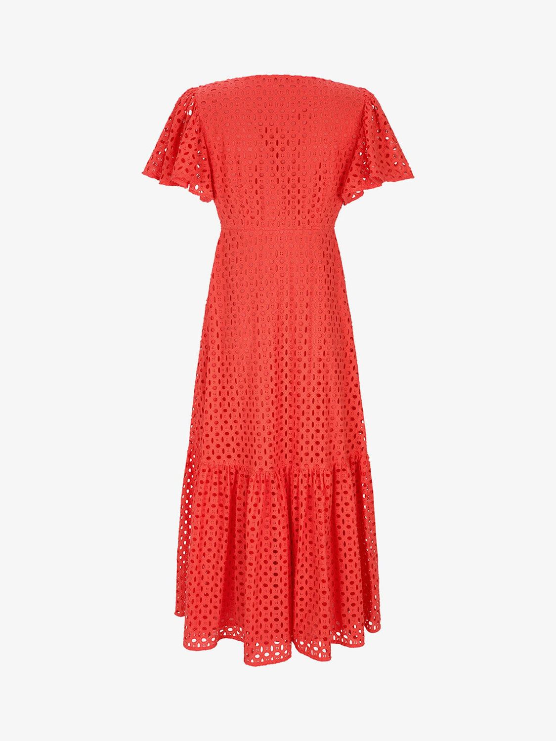 Mint Velvet Ruffle Sleeve Broderie Anglaise Maxi Dress, Red at John ...