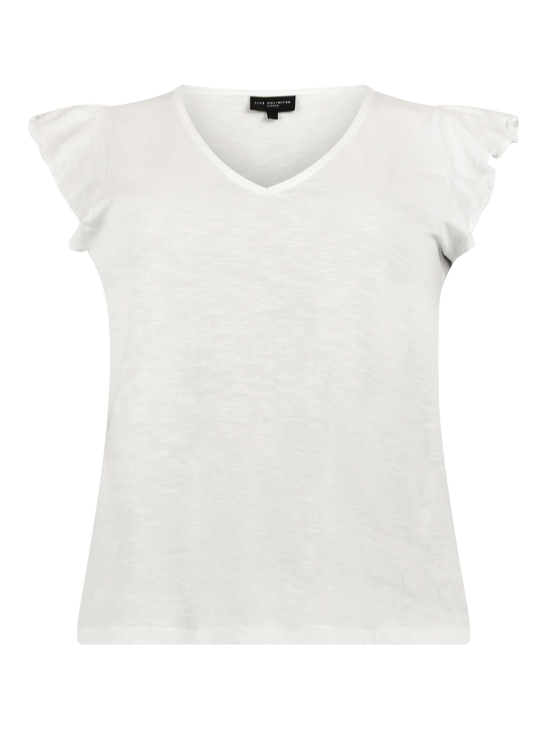 Live Unlimited Curve Cotton Frill Top, White at John Lewis & Partners