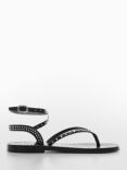 Mango Leather Stud Detail Sandals, Black