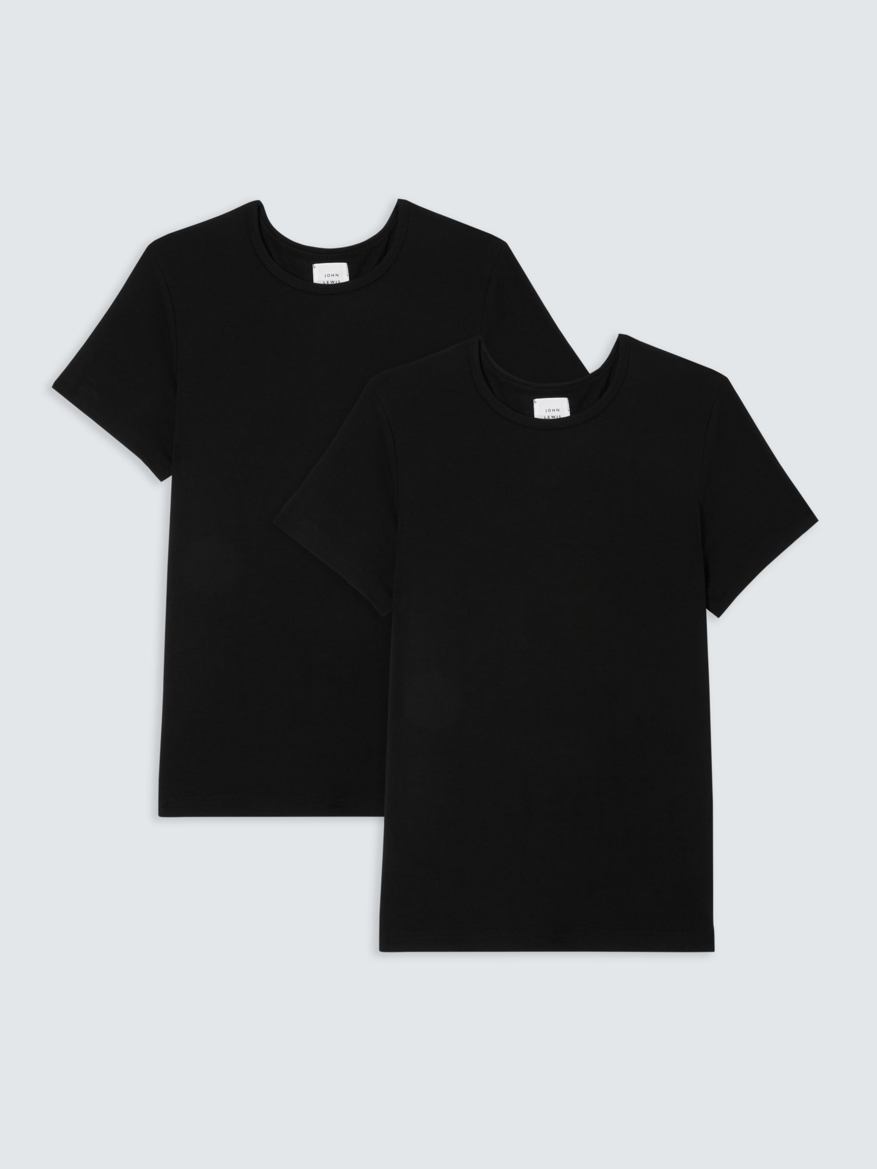 John Lewis Short Sleeve Thermal T-Shirt, Pack of 2, Black at John