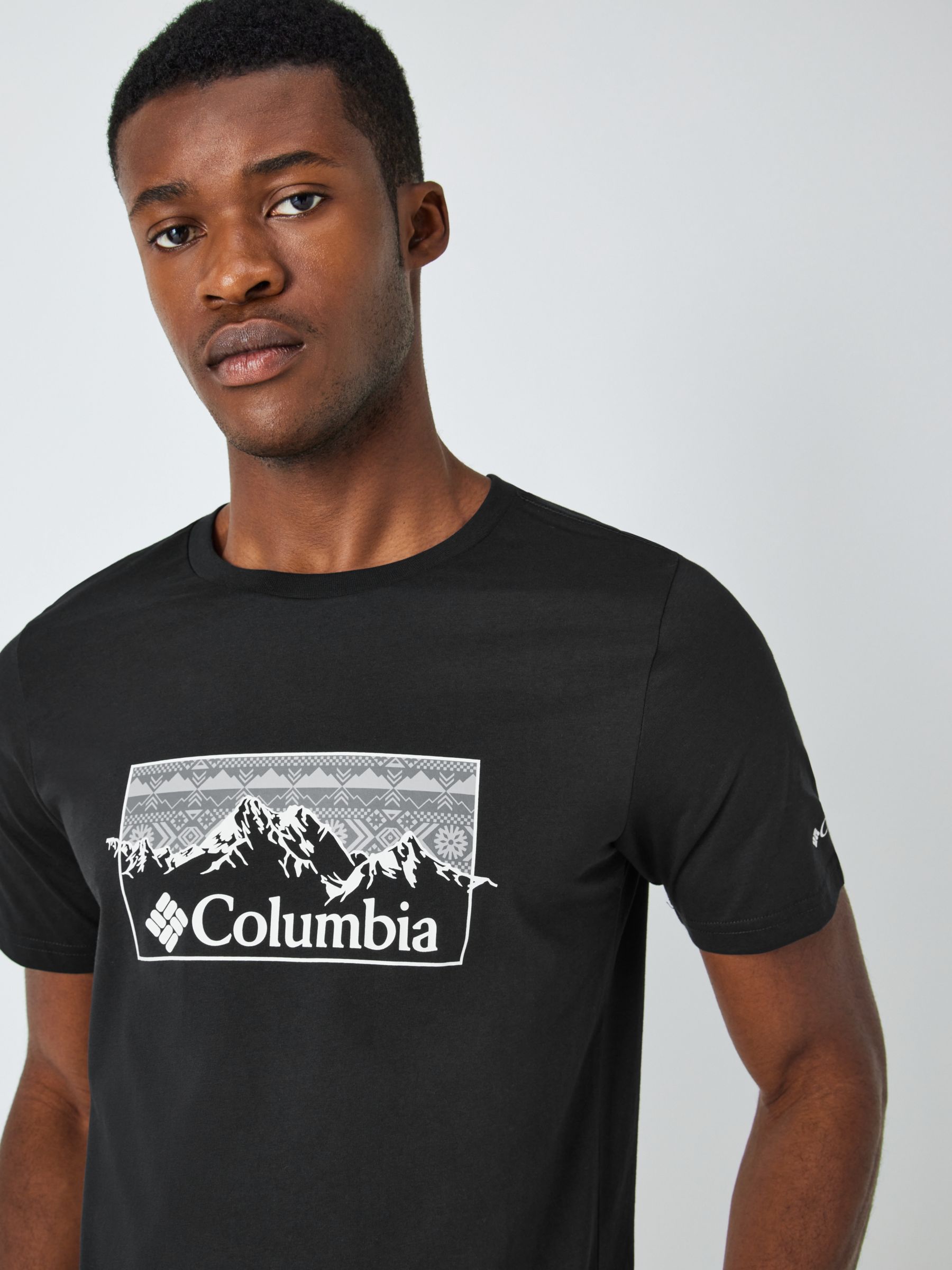 Columbia Graphic Organic Cotton T-Shirt, Black/White at John Lewis ...