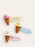 Mini Boden Kids' Gingham Ice Cream Hair Clips, Pack of 3, Multi