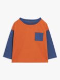 John Lewis ANYDAY Baby Colour Block T-Shirt, Blue/Orange
