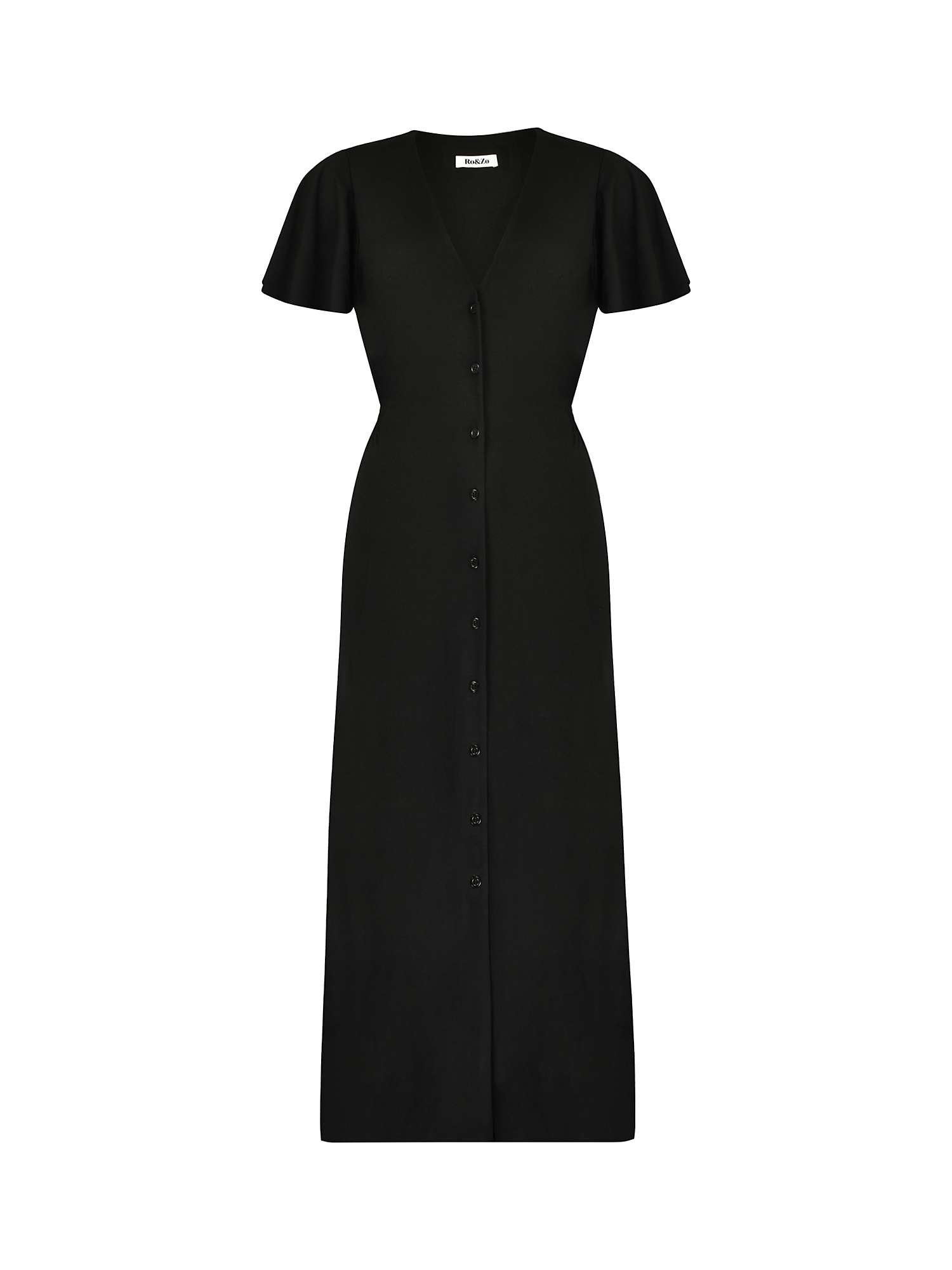 Ro&Zo Midi Jersey Button Dress, Black at John Lewis & Partners
