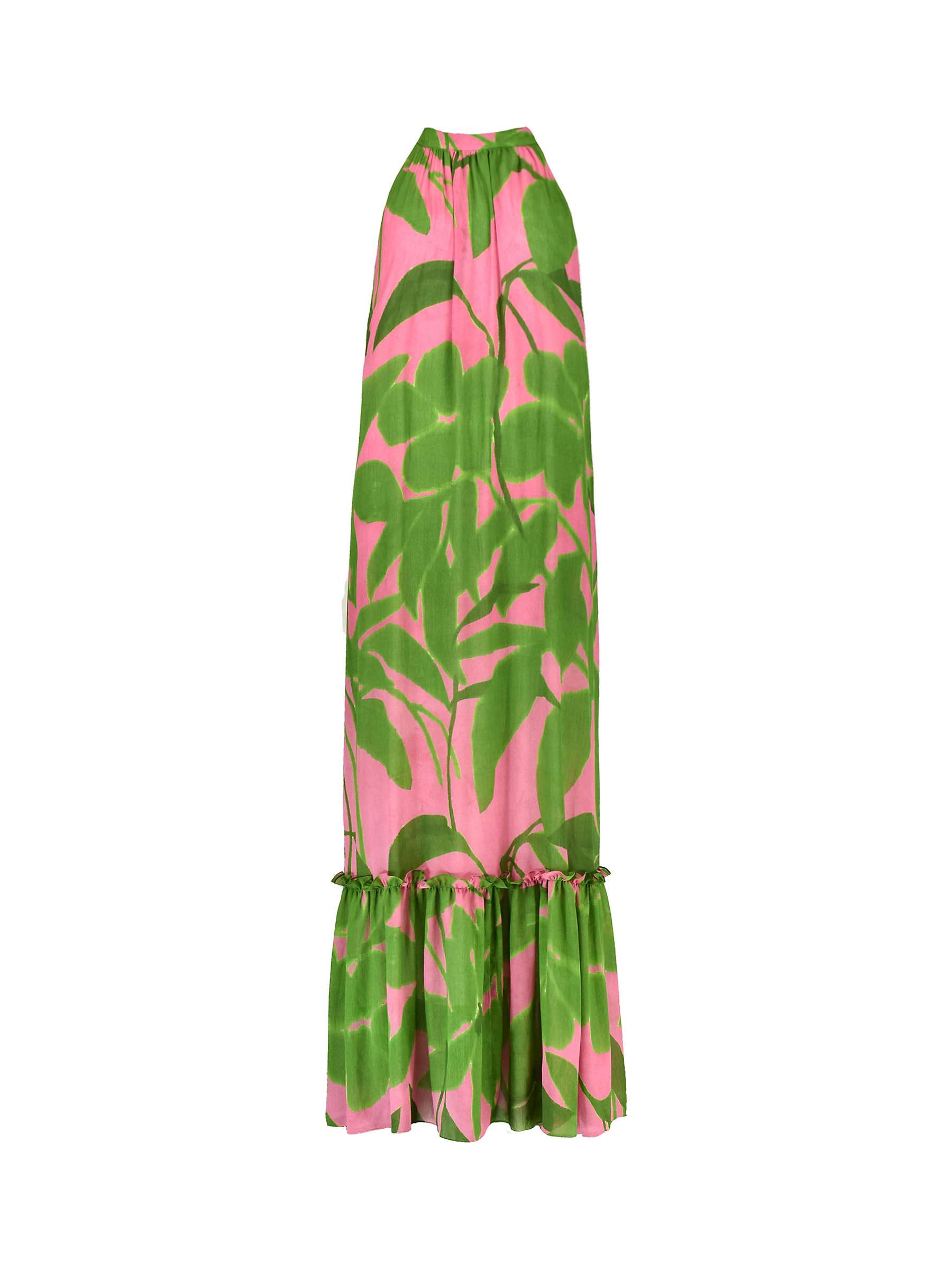 Buy Ro&Zo Leaf Print Halter Neck Maxi Dress, Pink/Green Online at johnlewis.com
