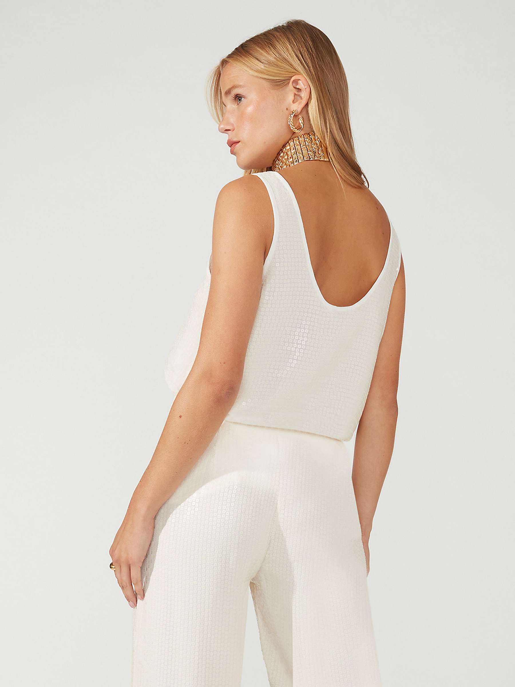 Buy Ro&Zo Sequin Shell Top, Ivory Online at johnlewis.com