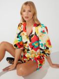 Ro&Zo Tropical Print Puff Sleeve Top, Multi, Multi