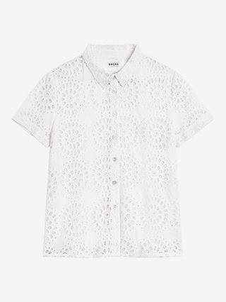 Brora Broderie Anglaise Oversized Shirt, White at John Lewis & Partners