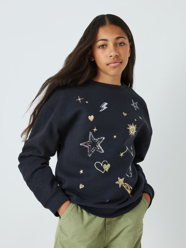 John Lewis Kids Celestial Sequin Sweatshirt Outer Space 8 years