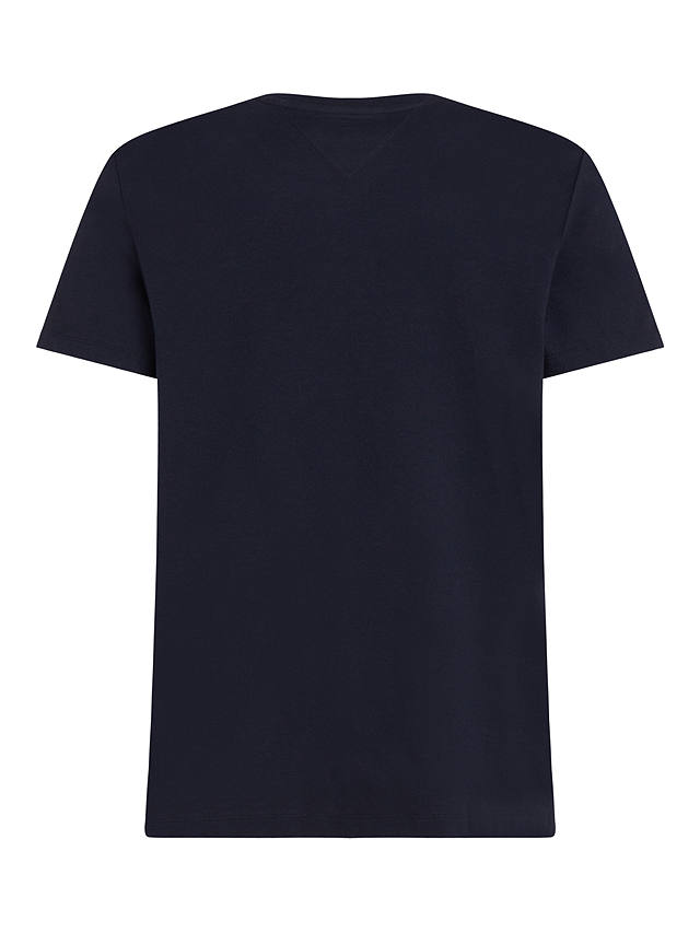 Tommy Hilfiger Logo Embroidered Stripe Organic Cotton T-Shirt, Desert ...