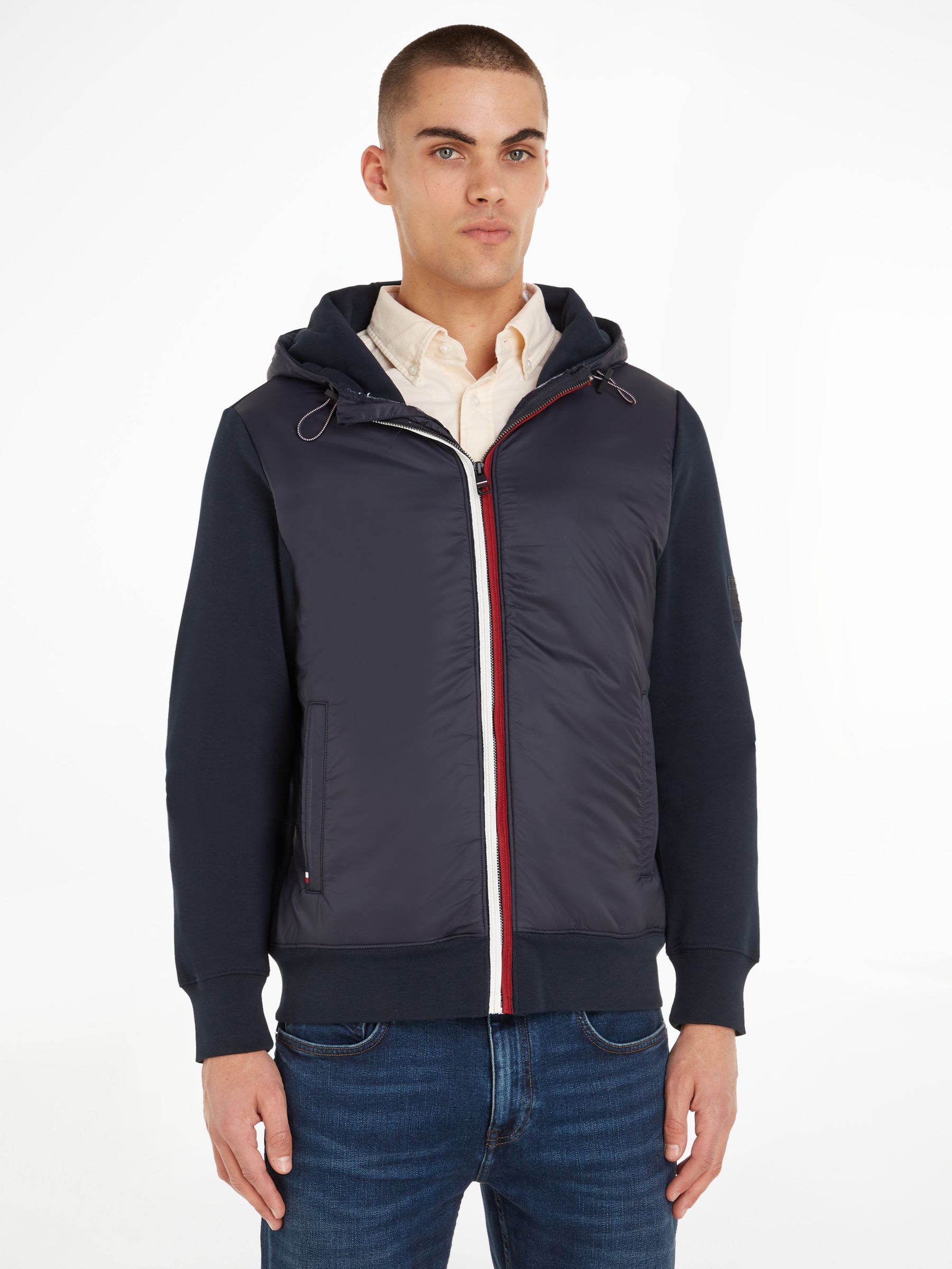 Tommy Hilfiger Media Zip Through Hoodie Desert Sky at John Lewis