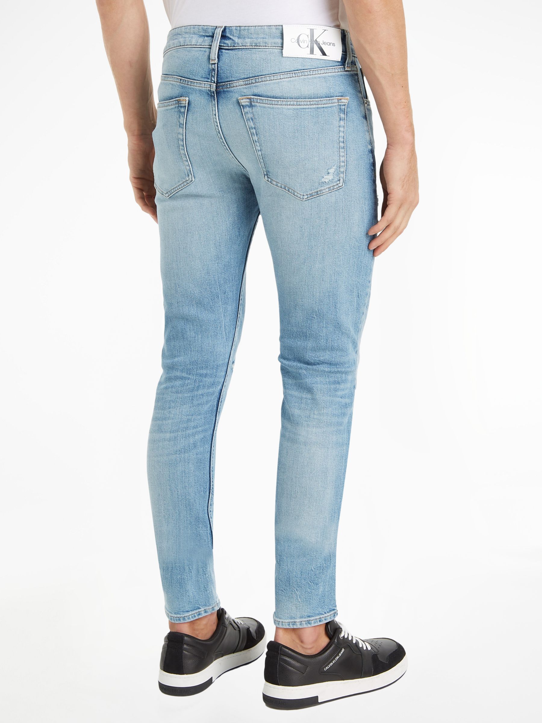 Calvin Klein Jeans Slim Tapered Jeans, Denim Light at John Lewis & Partners
