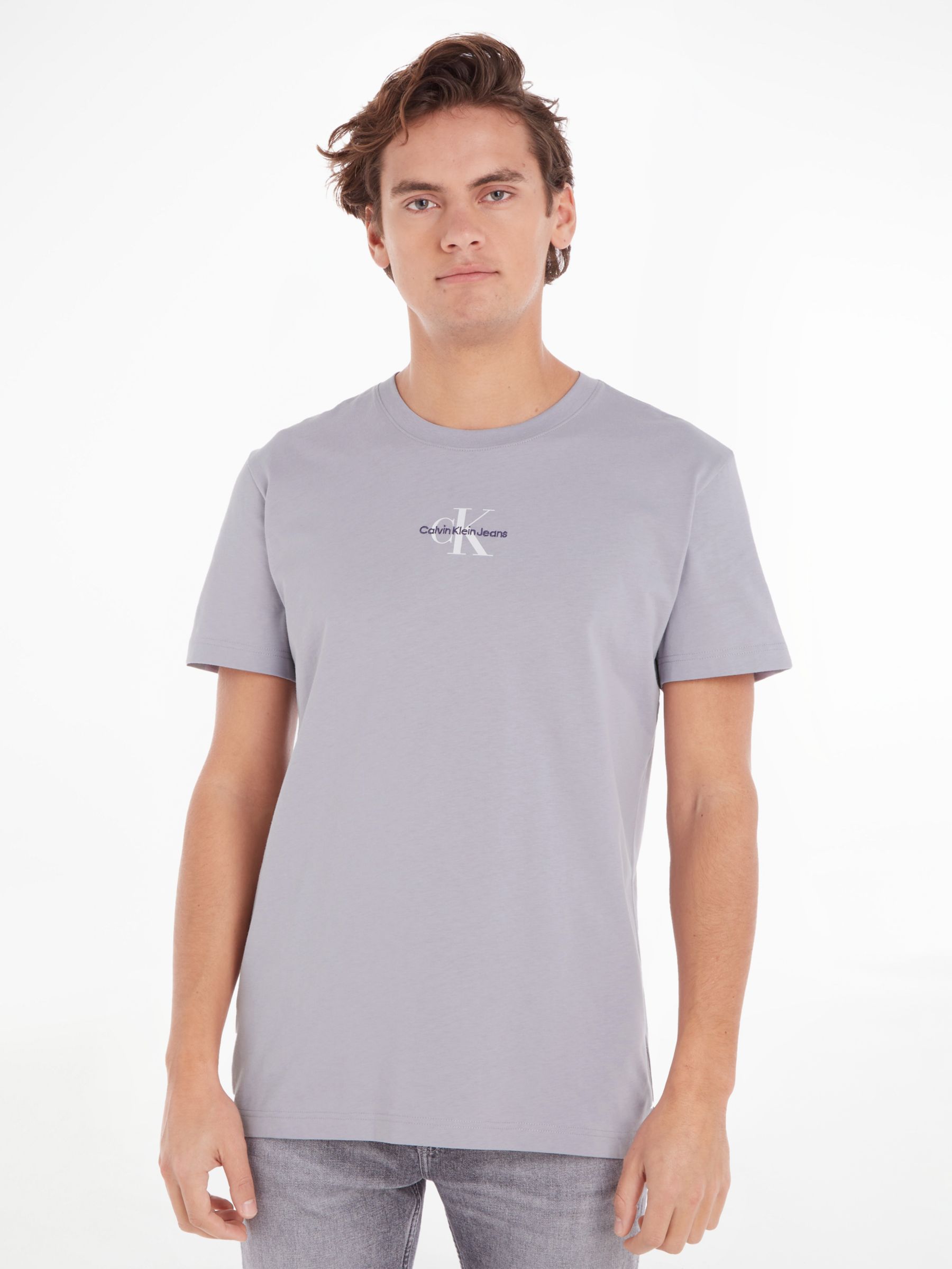 Calvin Klein CORE LOGO - Print T-shirt - light grey heather/grey