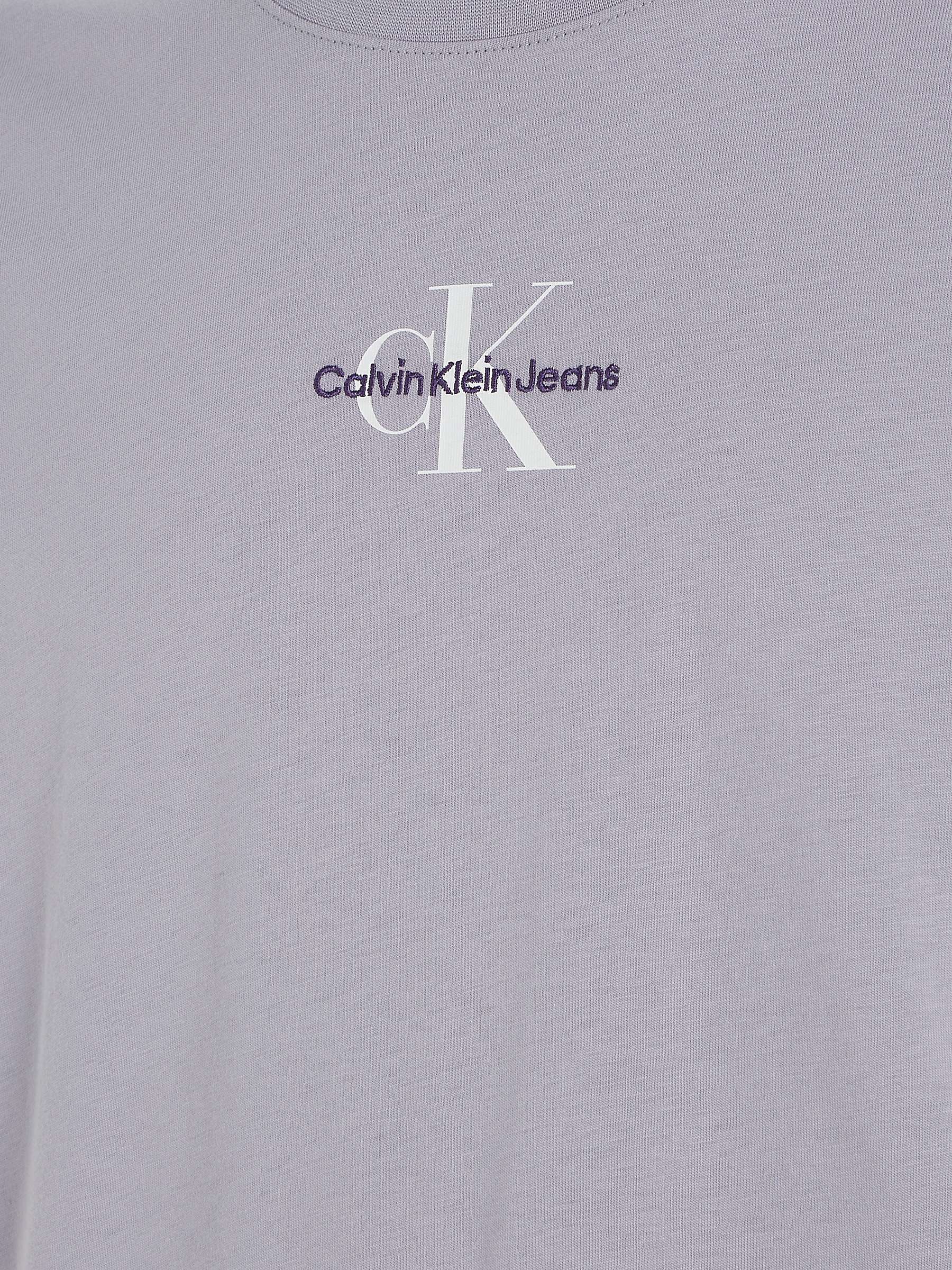 Buy Calvin Klein Jeans Mono Logo Embroidered Organic Cotton T-Shirt, Lavender Aura Online at johnlewis.com
