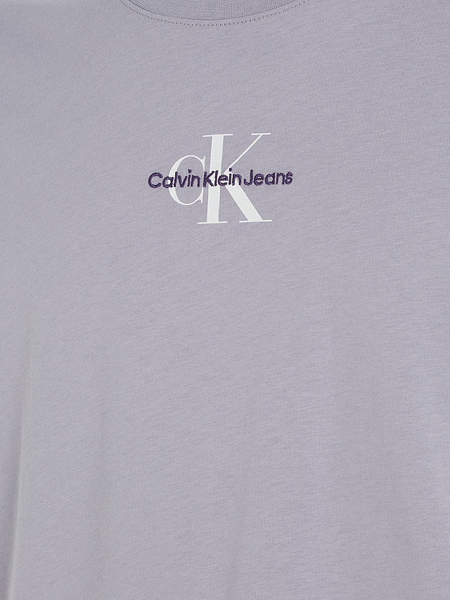 Calvin Klein Jeans Mono Logo Embroidered Organic Cotton T-Shirt, Lavender Aura