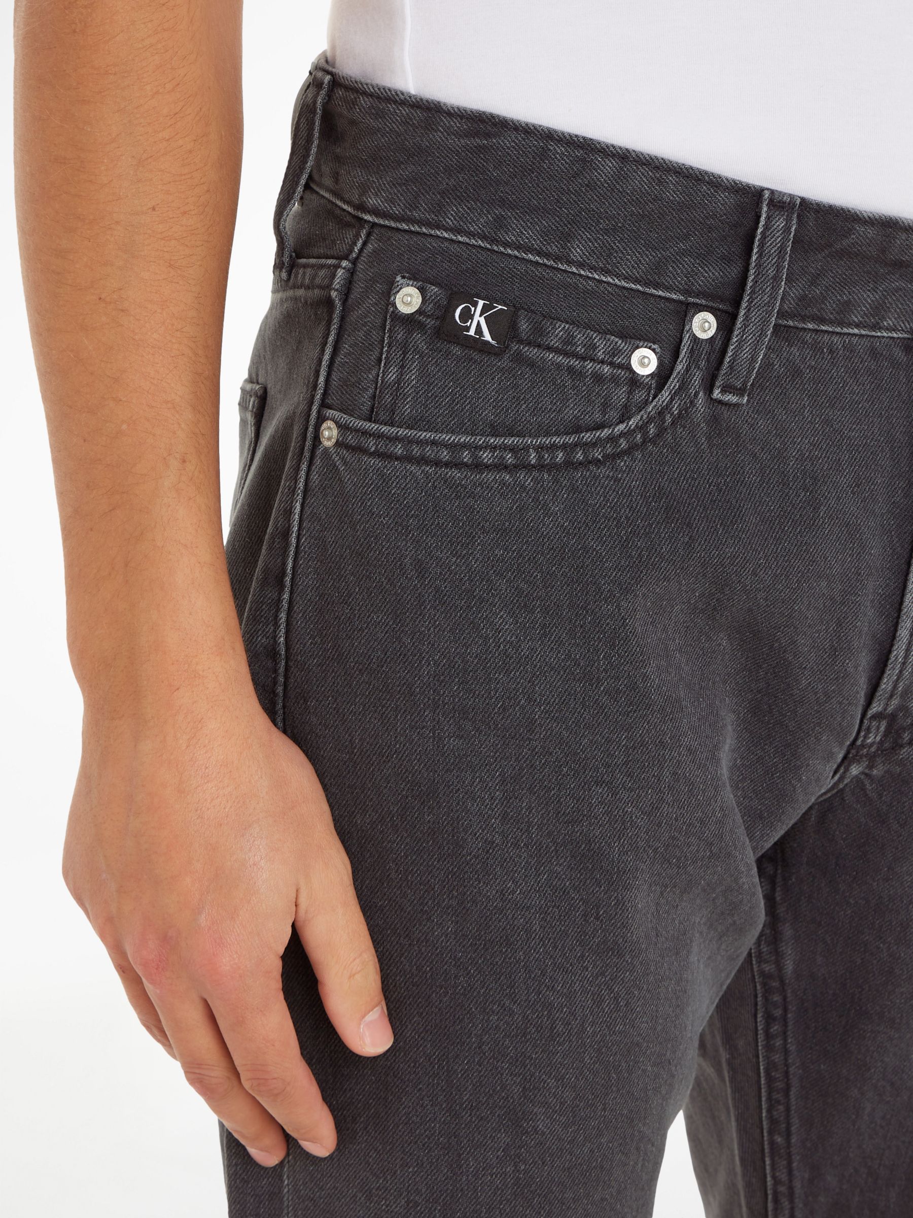 Calvin Klein Jeans Regular Denim Shorts, Black at John Lewis & Partners