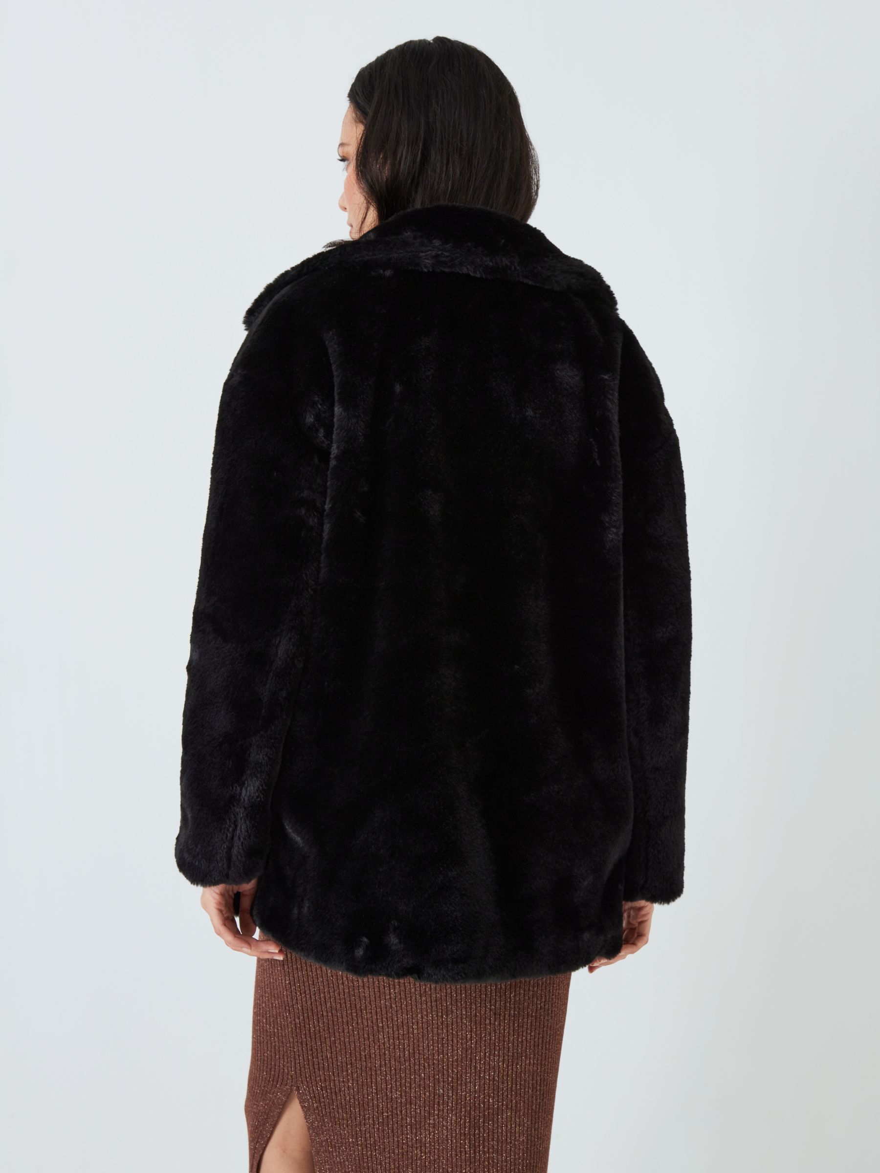 John Lewis ANYDAY Plain Faux Fur Coat, Black