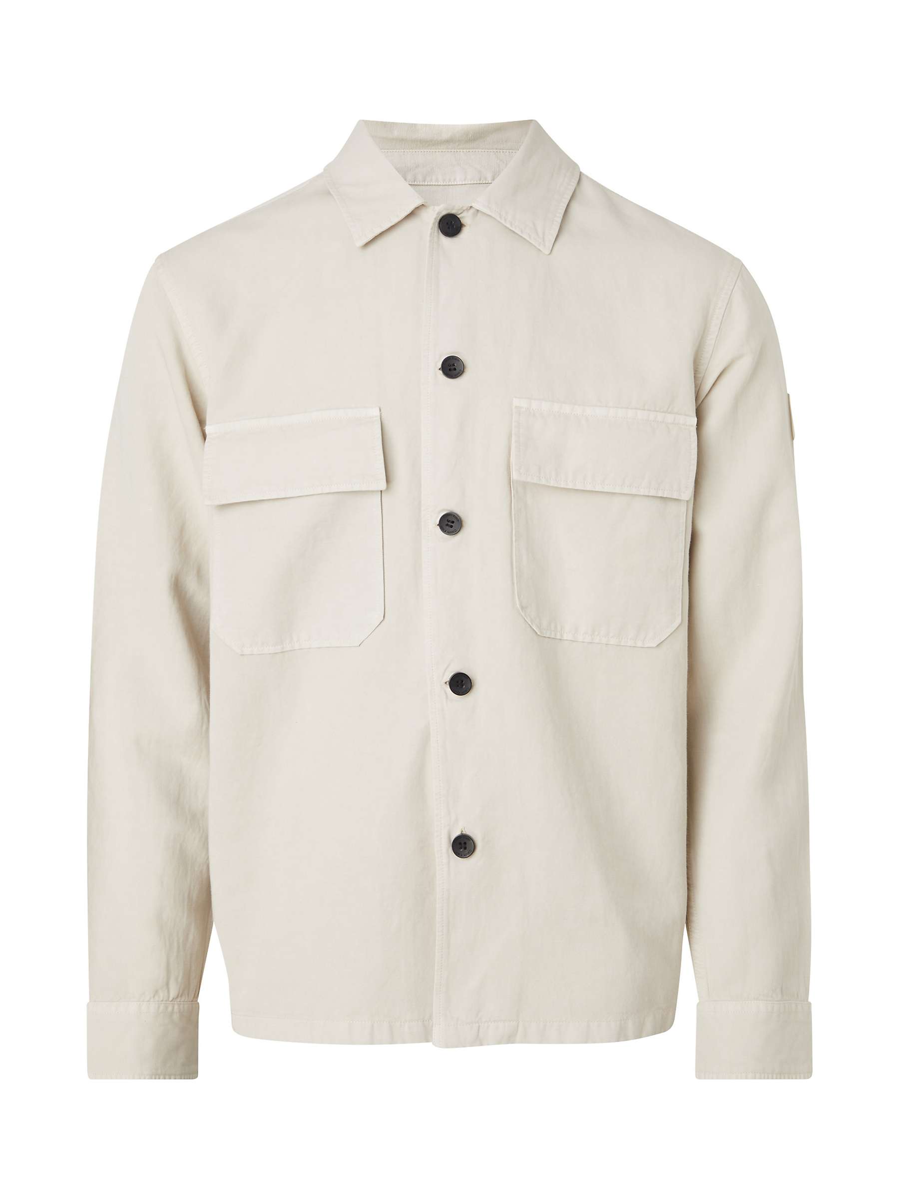 Calvin Klein Linen Overshirt, Stony Beige at John Lewis & Partners