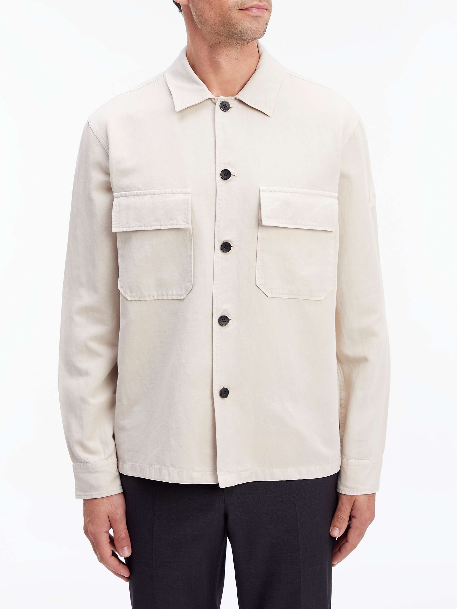 Buy Calvin Klein Linen Overshirt, Stony Beige Online at johnlewis.com