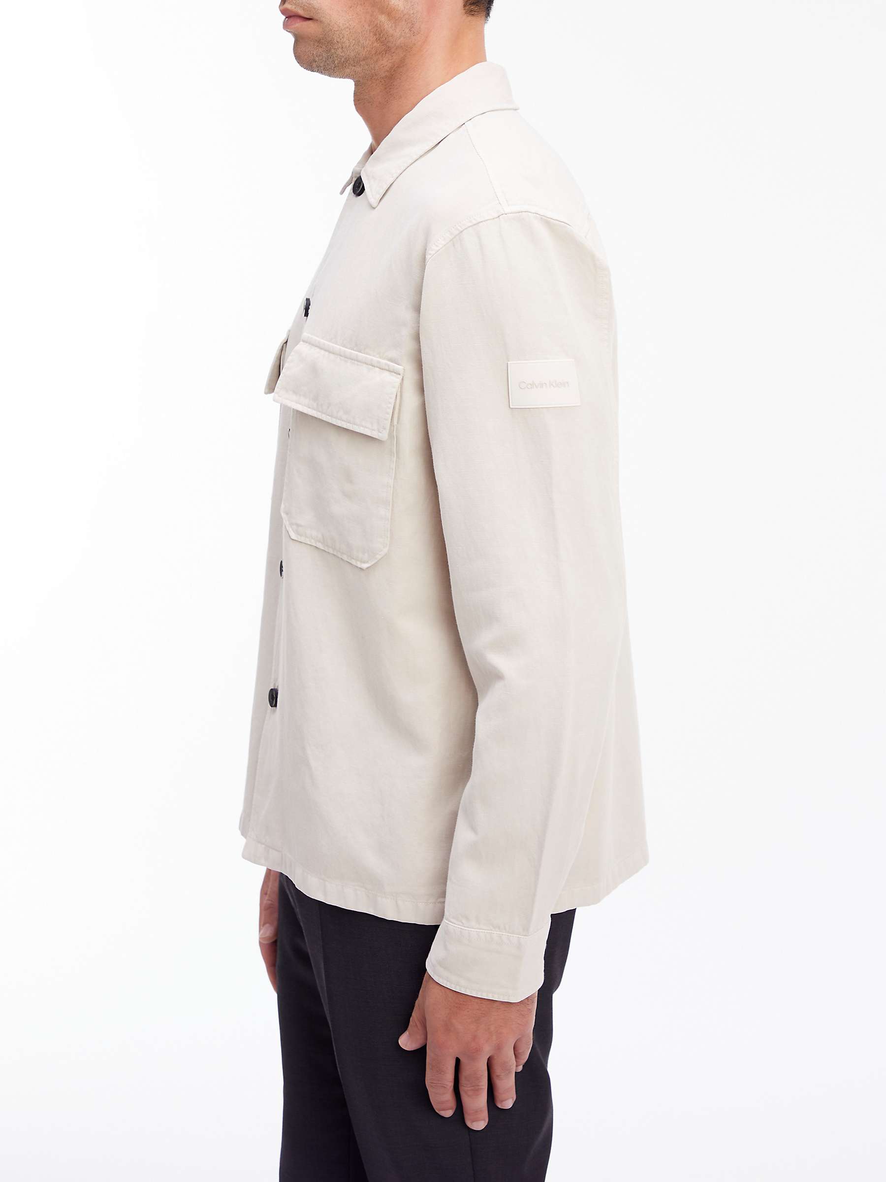 Buy Calvin Klein Linen Overshirt, Stony Beige Online at johnlewis.com