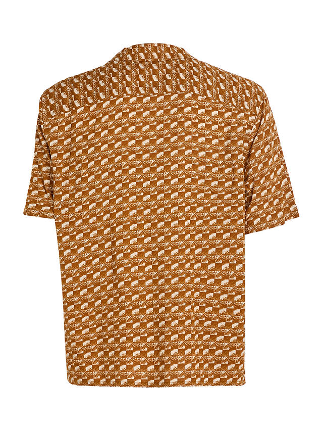 Calvin Klein Abstract Print Bowling Shirt, Burned Caramel