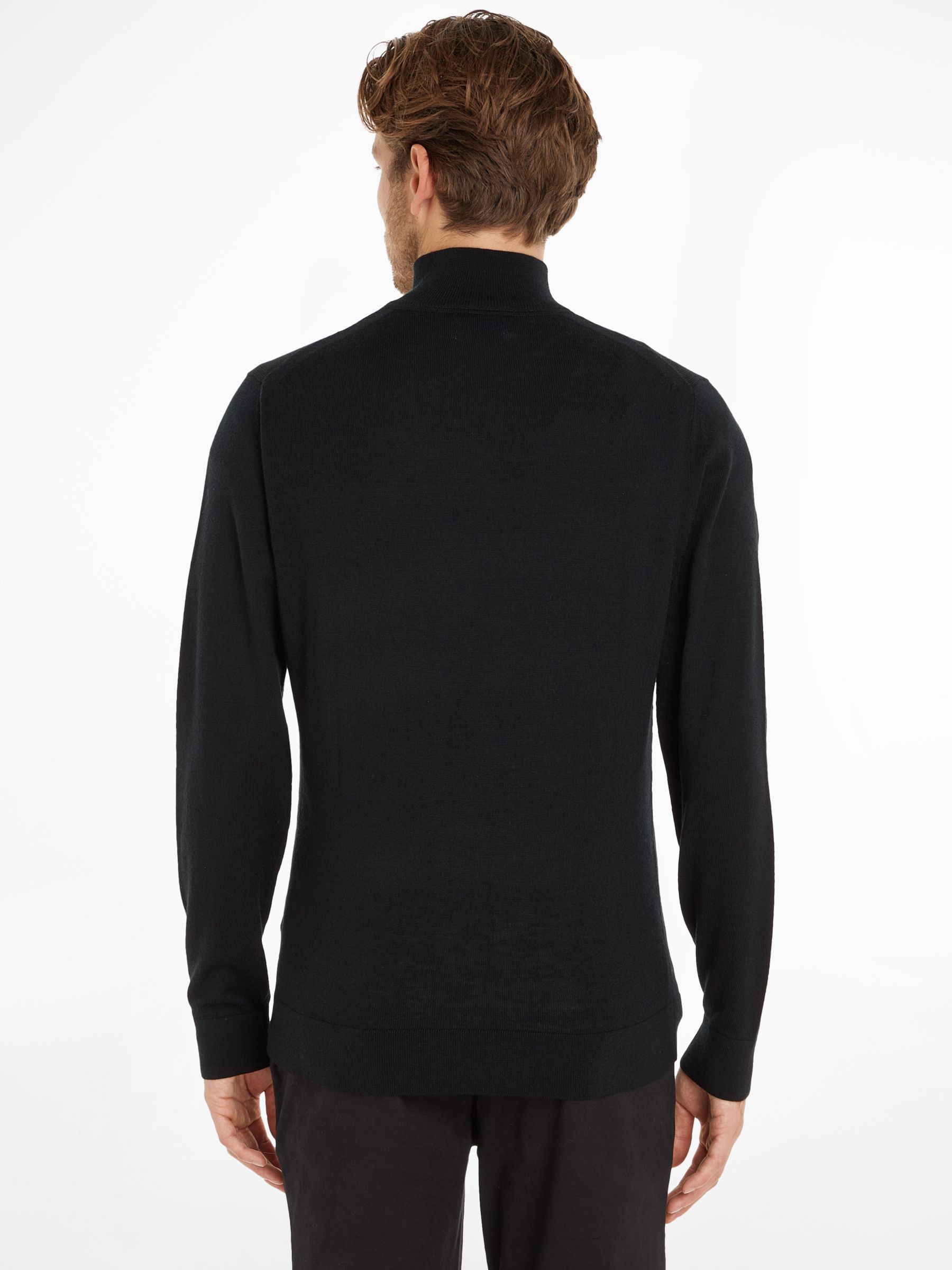 Calvin Klein Merino Wool Quater Zip Jumper, Black, XS