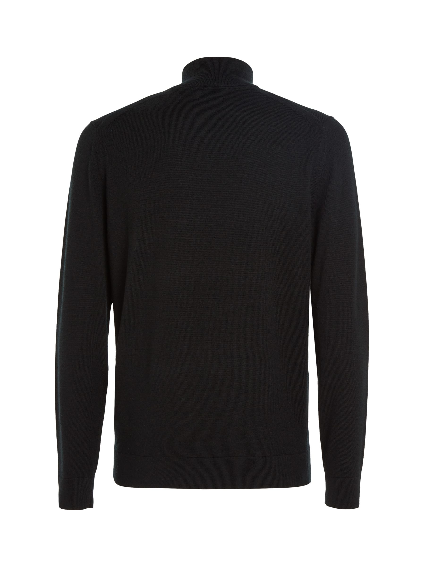Calvin Klein Merino Wool Quater Zip Jumper, Black at John Lewis & Partners