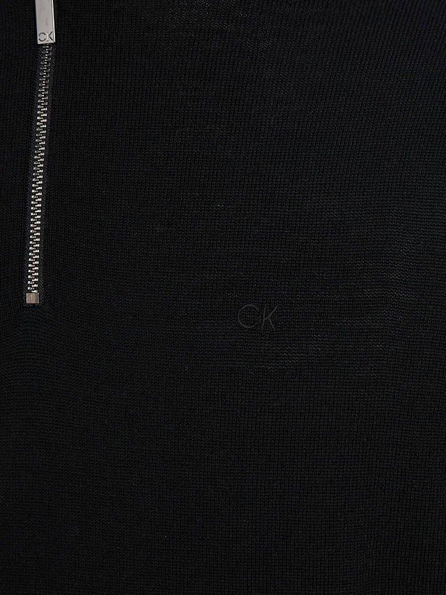 Calvin Klein Merino Wool Quater Zip Jumper, Black
