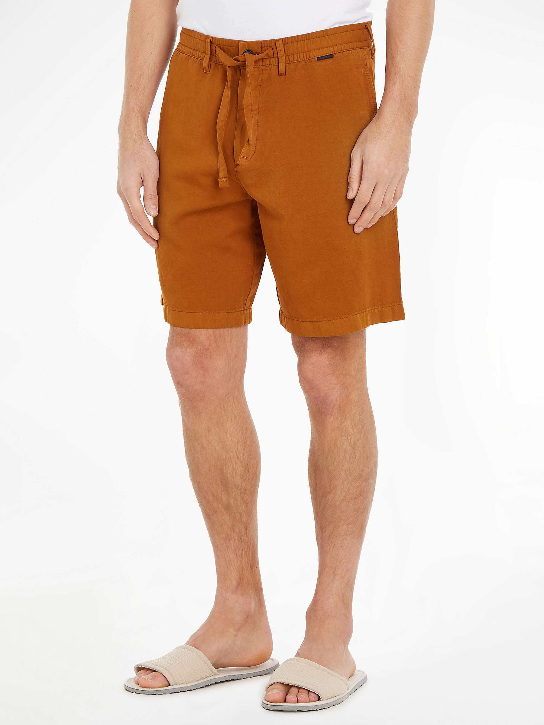 Buy Calvin Klein Wide Leg Linen Blend Shorts, Burned Caramel Online at johnlewis.com