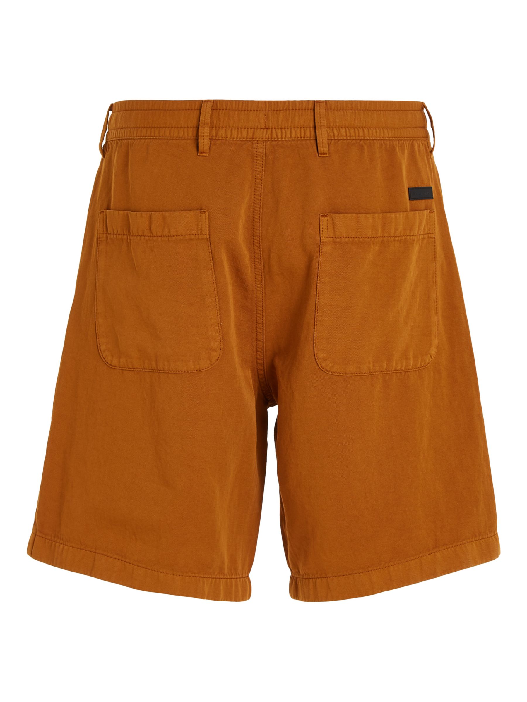 Buy Calvin Klein Wide Leg Linen Blend Shorts, Burned Caramel Online at johnlewis.com