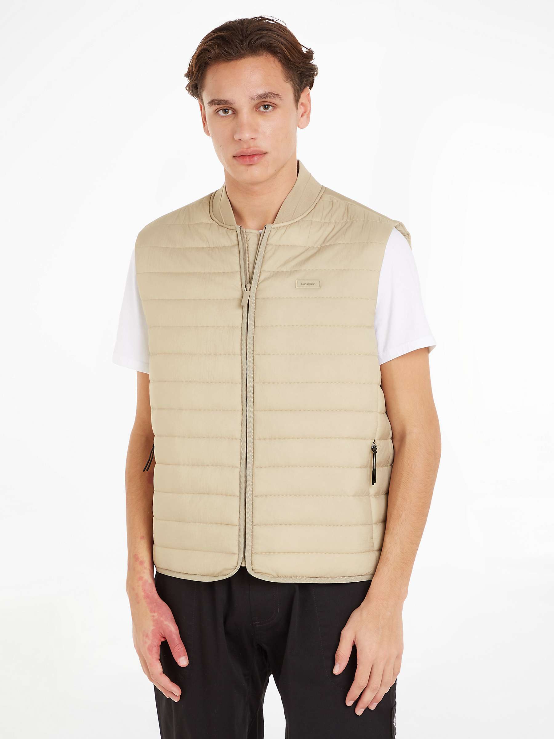 Calvin Klein Crinkle Quilted Gilet, Clay at John Lewis & Partners