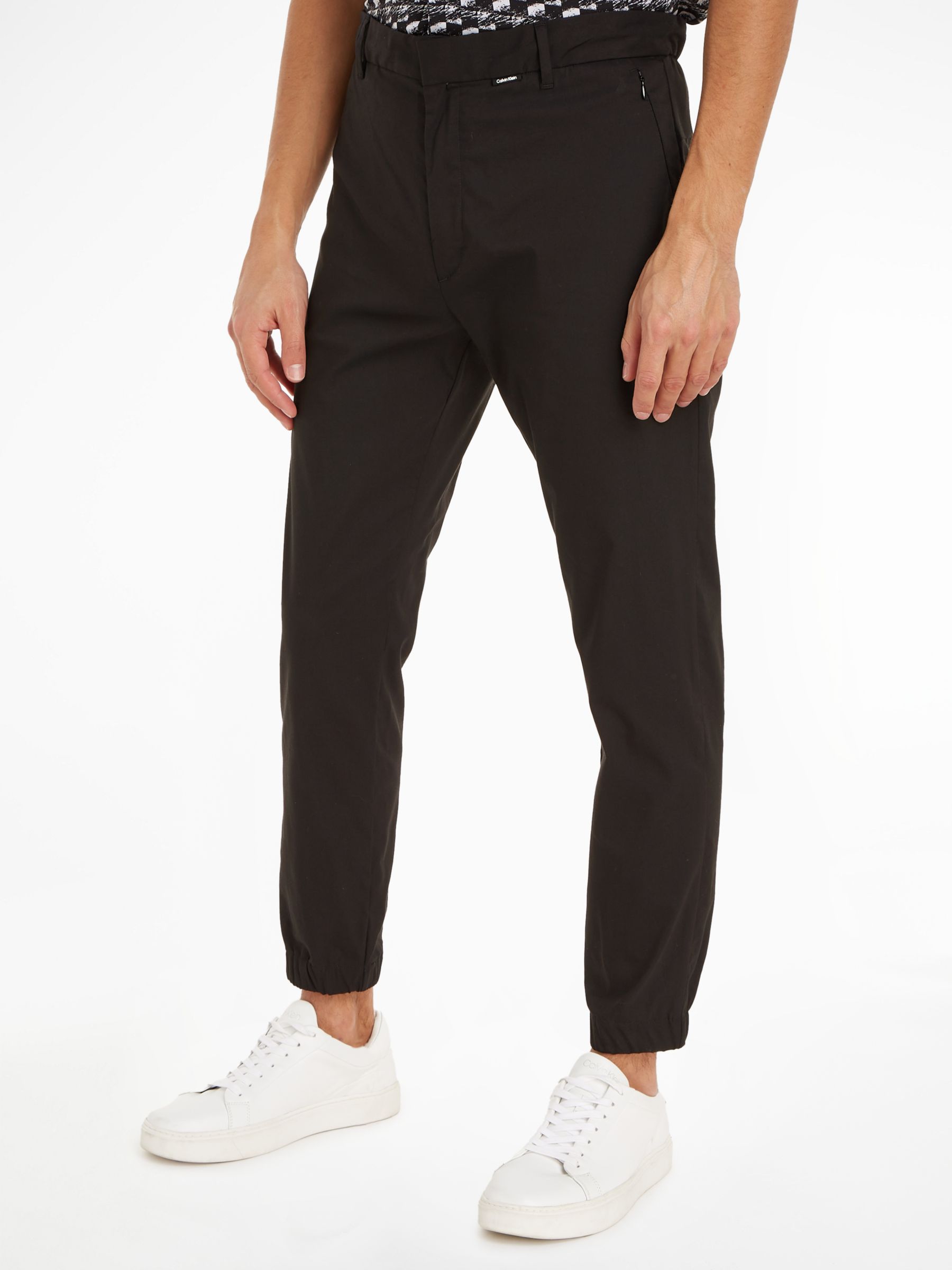 Calvin Klein Tapered Trousers, Black at John Lewis & Partners