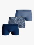 Björn Borg Stretch Cotton Boxers, Pack of 3, Leaf/Blue Multi
