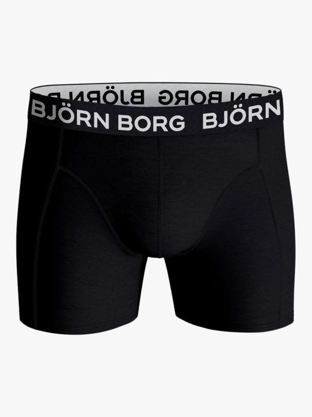 Björn Borg Stretch Cotton Boxers, Pack of 3, Black/White/Green, S