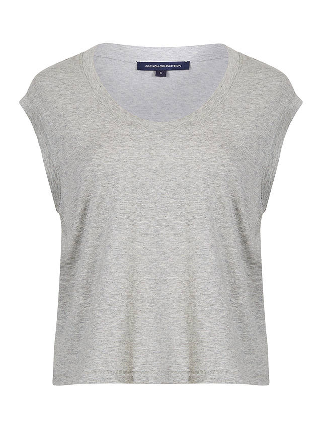 French Connection Perinne Organic Cotton T-Shirt, Light Grey Melange