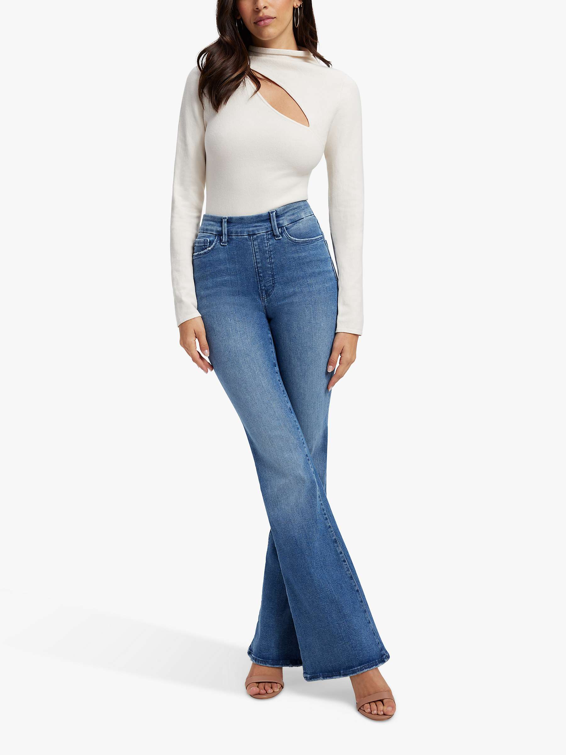Buy Good American Pull On Flared Jeans, Indigo Online at johnlewis.com