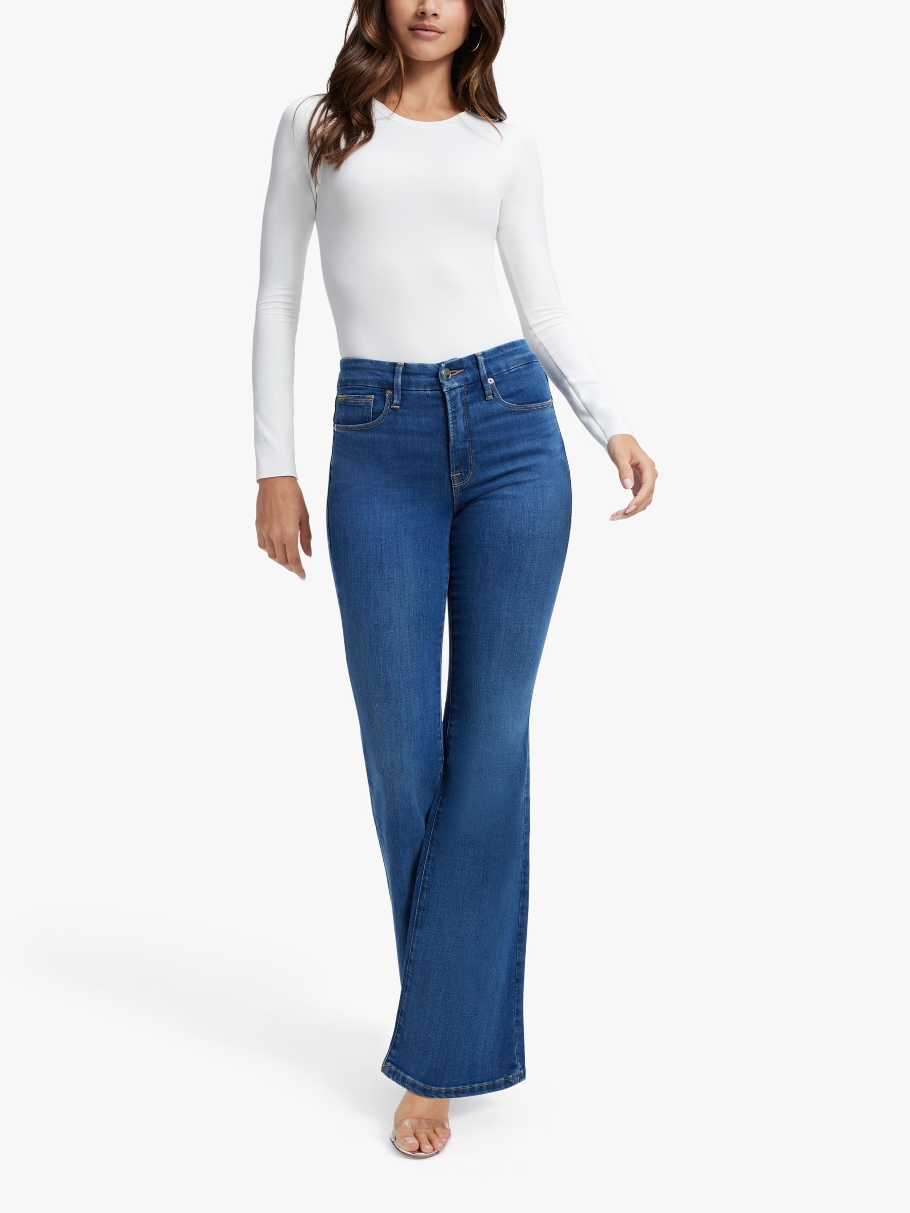 Good American Good Legs Flared Jeans, Blue at John Lewis & Partners