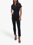 Good American Short Sleeve Denim Jumpsuit, Black