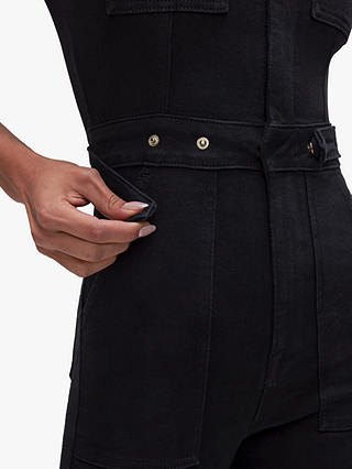 Good American Short Sleeve Denim Jumpsuit, Black