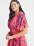 Scarlett & Jo Curve Julie Midi Dress, Coral/Multi