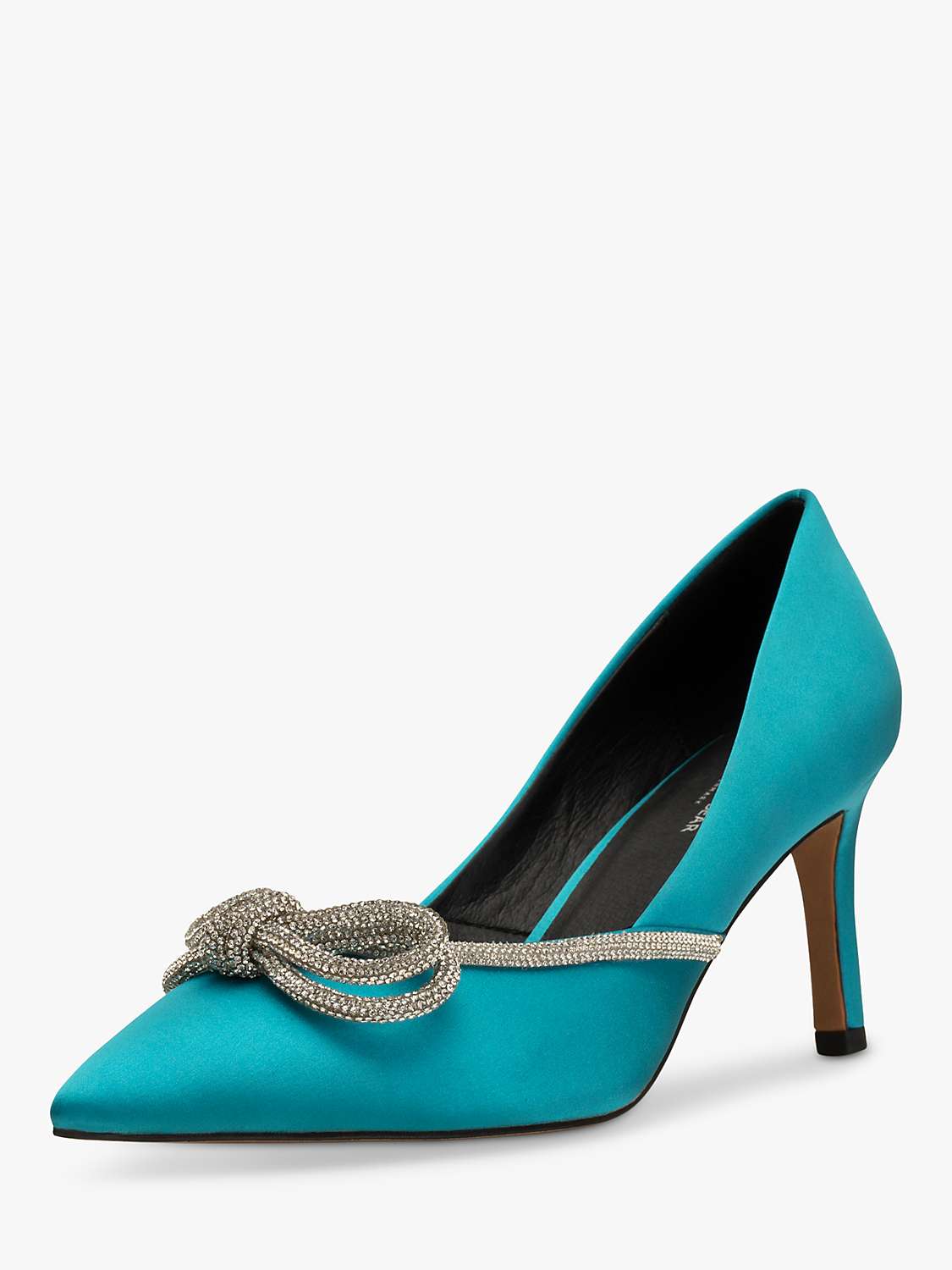 SHOE THE BEAR Harper Bow Satin Court Shoes, Turquoise at John Lewis ...