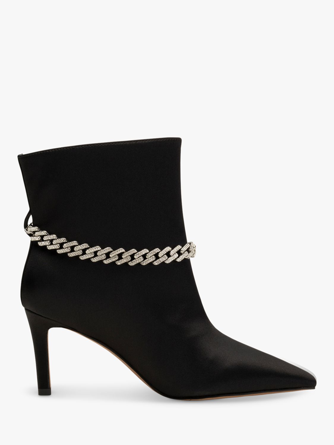 SHOE THE BEAR Harper Satin Chain Ankle Boots, Black at John Lewis ...