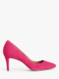 John Lewis Blessing Suede Stiletto Heel Pointed Toe Court Shoes, Viva Magenta Suede