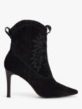 AND/OR Octavio Suede Stiletto Heel Western Ankle Boots, Black